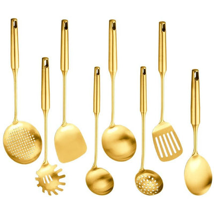 Stainless Steel High-grade Soup Leak Hot Pot Spoon Thickened Soup Spoon Golden Large Soup Spoon Titanium Plated Golden Soup Spoon Golden Spatula Spoon