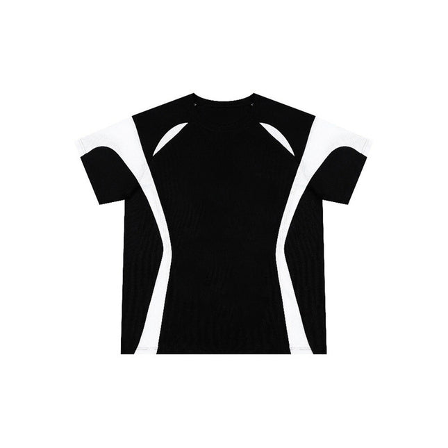 Cross-Border Supply Manufacturer Direct Sales T-Shirt Custom Round Neck Contrasting Color Splicing Loose Short-Sleeved T-Shirt Blank Board Summer
