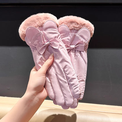 Winter Gloves for Women, Thickeneded and Velvet, Cold-Proof, Waterproof, Touch-Screen Cycling Electric Bike, Warm Ski Cotton Gloves