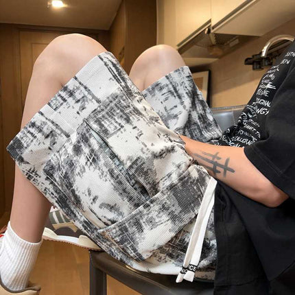 Men's Summer Sports Shorts Casual Corduroy Knee-Length American Style Trendy Basketball Loose Multi-Pocket Mid-Length Shorts