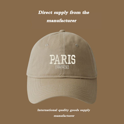 Baseball Cap for Men, New Spring/Summer Trendy Korean Style Embroidered Versatile Hard-Brimmed Large Brim Sun Protection Visor Cap