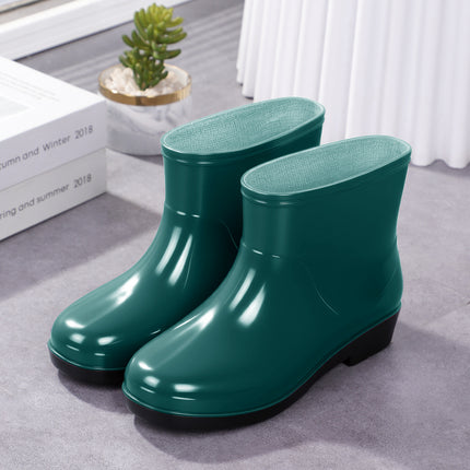 Fashionable Outdoor Water Shoes for Women, Waterproof and Non-Slip, Winter Fleece-Lined Rain Boots for Women, Warm Kitchen Work Short Rain Boots