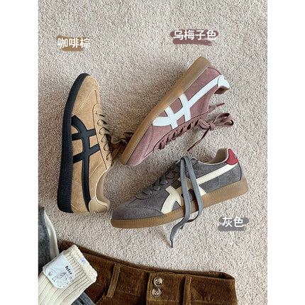 [sheii Su Yinyin] Intellectuals ~ Retro College Style Leather Lace-up Casual sneaker Women's German Training Shoes