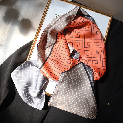 Spring and Summer New Double-layer New Silk Satin Neck Protection Scarf Women's Autumn and Winter Matching Shirt Elegant All-match Scarf