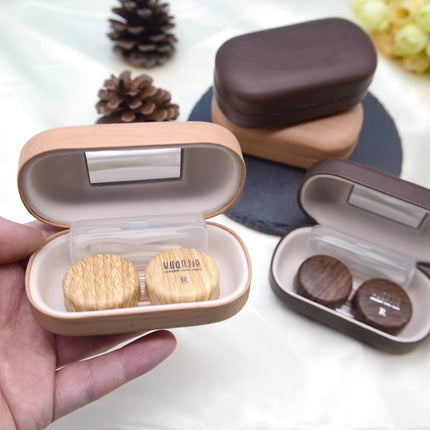 Exquisite Leather Contact Lens Box Japanese Style Women's Large Capacity Simple Retro Accompanying Box with Mirror for Boys
