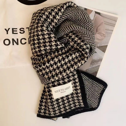 Korean Ins Retro Warm Scarf Winter New Scarf Versatile Casual Neck Cover Cold-Proof Knitted Popular Scarf