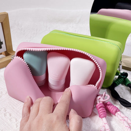 Ready-Made Silicone Cosmetic Bag, Waterproof and Dustproof Storage Bag, Large-Capacity Travel Silicone Cosmetic Bag, Foldable and Easy to Clean