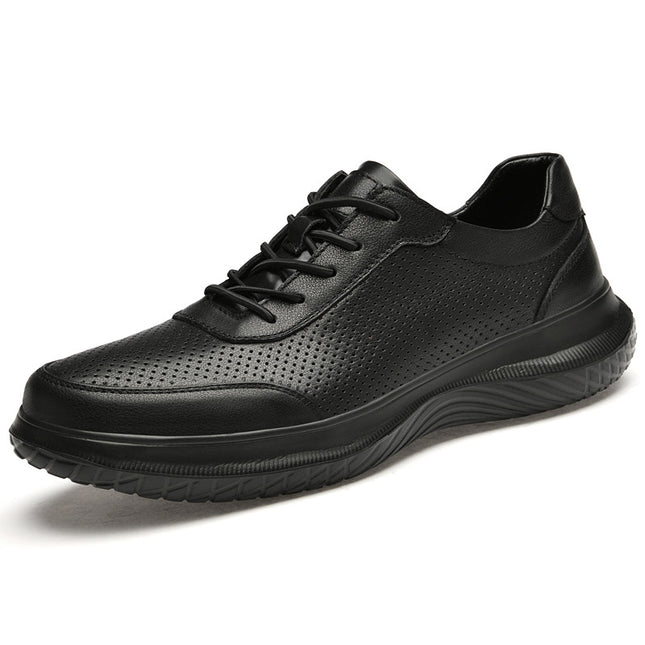 2023 Four Seasons Men's Lightweight Sports Leather Shoes Top Layer Cowhide Wear-Resistant Office Business Casual Leather Shoes