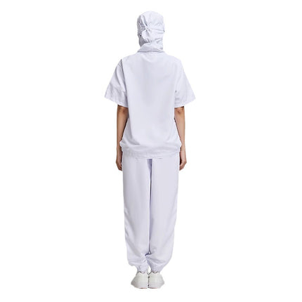 White central kitchen production and processing work clothes unisex anti-static short sleeve hooded food factory work clothes