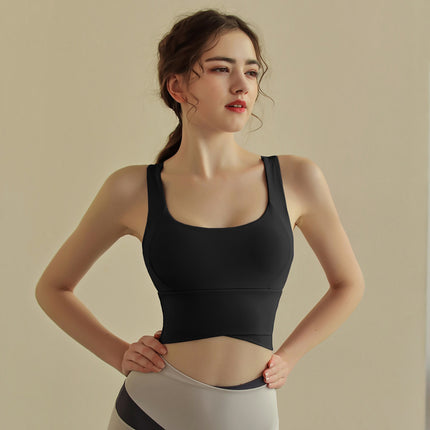 Sports Bra Women's Summer High-Intensity Fixed Cup Beautiful Back Running Fitness Belt Chest Pad Push-Up Shock-Proof Yoga Vest