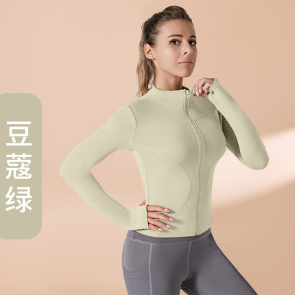 High-Elastic Stand-Up Collar Tight-Fitting Yoga Jacket, Slim-Fitting, Slimming, Fitness Running, Moisture-Wicking and Sweat-Wicking Women's Sports Yoga Jacket