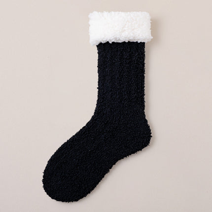 Coral Fleece Socks Women's Winter fleece-lined Thickened Warm Floor Socks Home Sleep Plush Autumn and Winter Snow Moon Socks
