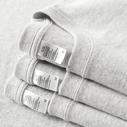 Pure white 250g pure cotton heavy thick opaque short sleeve men's light gray loose casual bottoming shirt top T-shirt