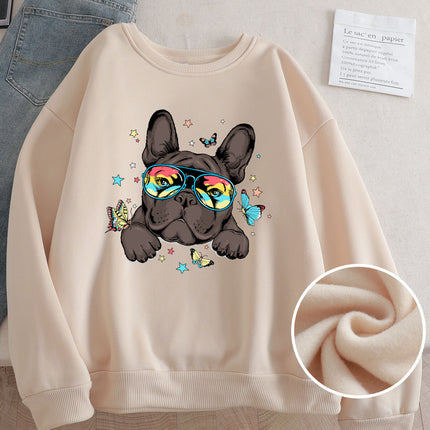 Wish Cross-Border Aliexpress Hot Selling Women's Clothing Amazon American Street Casual Dog Print Sweatshirt Bottoming Shirt