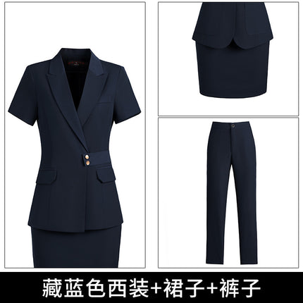 Short-sleeved professional suit suit women's summer high-end elegant hotel front desk manager work clothes beauty salon gold shop work clothes