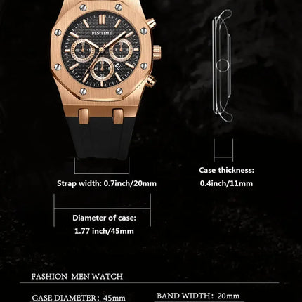 Foreign Trade Products: Men's Watch with Three Dials, Multi-Functional, Sports, Waterproof, Men's Fashion Casual Watch, Cross-Border Hot-Selling Item