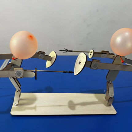 Double Battle Fencing Balloon Man Toy Wooden Interactive Figure Handmade Wooden Fencing Puppet