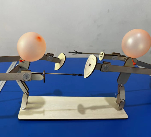 Double Battle Fencing Balloon Man Toy Wooden Interactive Figure Handmade Wooden Fencing Puppet