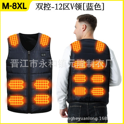 Explosive wholesale multi-zone heating clothing heating vest for men and women warm winter intelligent constant temperature safety electric heating clothing vest