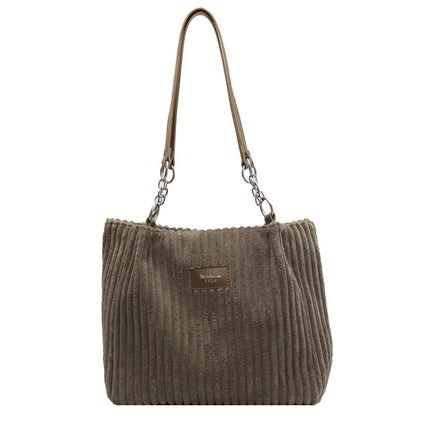 Large-Capacity Corduroy Chain Armpit Bag Tote Bag Women's Bag 2025 New Autum Trendyy Shoulder Commuter Bag