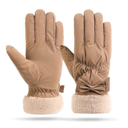 Winter Warm Women's Gloves, Touch Screen Compatible, Fleece-Lined, Thickened, Waterproof, Non-Slip, Cold-Resistant, Suitable for Cycling, Students, Skiing, Simple and Versatile