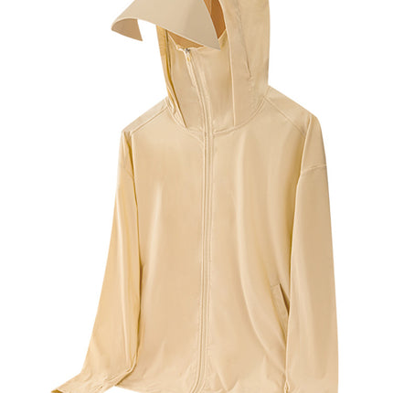 Men's and Women's Ice Silk Cool Sun Protection Clothing Summer Couple Outdoor Sports Travel Hooded Jacket Skin Clothing 7069