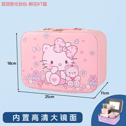 Leather Ready-Made Cartoon Makeup Case with Mirror, Makeup Bag with a High-End Feel, Multifunctional Storage Bag, Large Capacity Wholesale