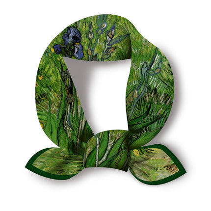 Original Artist Van Gogh Oil Painting Series Green Iris New Style 53 Small Square Scarf Spring & Fall Fashionable High-End