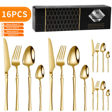 Cross-border Amazon stainless steel tableware suit 16/24 piece set small waisted western steak knife, fork and spoon suit