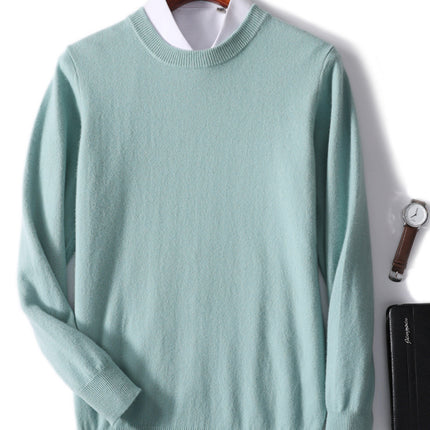 Autumn and Winter New Youth Business Casual Sweater Men's Sweater Solid Color Loose Crewneck Wool Knitted Base Sweater
