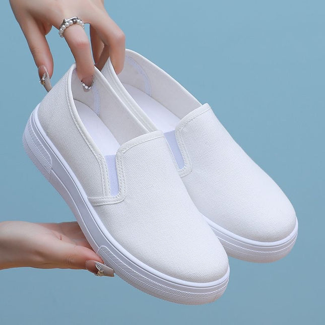 Wholesale and retail summer women's work shoes nurse small white shoes old Beijing cloth shoes non-slip flat sole pedal solid color