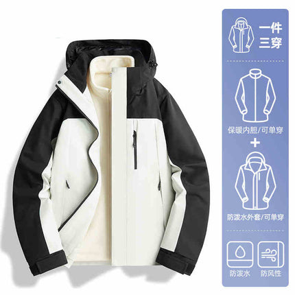 Camel HJCAMEL Jacket Men's and Women's Trendy Brand Three-in-One Windproof and Waterproof Couple's Jacket Mountain Climbing and Mountaineering Suit