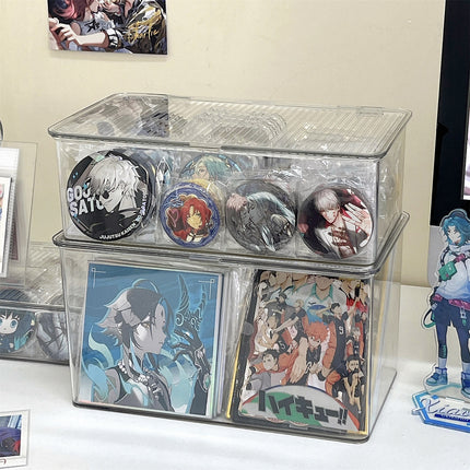 Color Paper Storage Box Desktop Acrylic Peripheral Card Postcard Transparent Dustproof Badge Millet Display Box