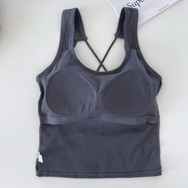 All-In-One Beautiful Back Underwear for Women, Solid Color Inner Camisole with Breast Pads, Hot Girl Wraps Her Breasts and Exposes Her Back and Can Be Worn Outside