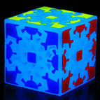 Glow-in-the-dark blue gear stickers