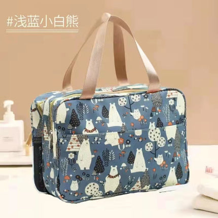 Dry and Wet Separate Cosmetic Bag Portable Large Capacity Toiletry Bag Cartoon Cute Waterproof Polyester Storage Aluminum Foil Insulation Bag