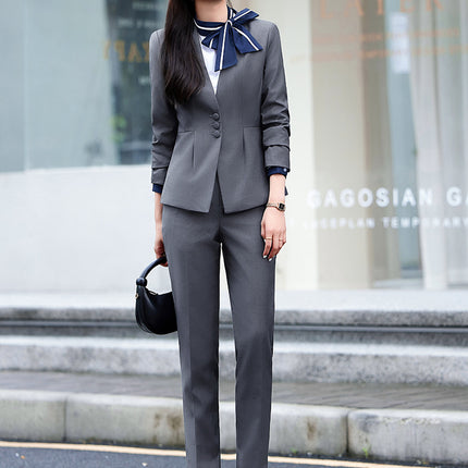 Stewardess Uniform Professional suit Female Spring and Autumn Fashion Front Desk Beautician Work Clothes Female Professional Temperament Suit Dress