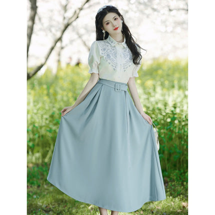 Real shot new national style Chinese element retro style new dress overskirt suit price limit +40