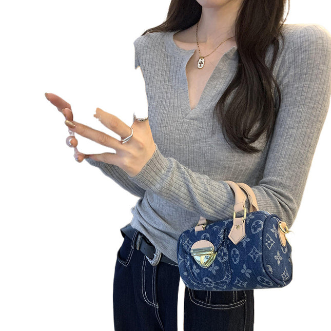 Discount Real Pat Figure Wool Knitted Base Shirt Women's Autumn and Winter 2024 New White Interior High-end Sense Super Good