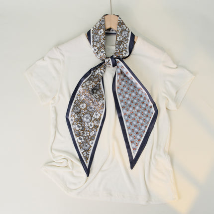 2025 European and American-style Beveled Silk Scarf Cross-border Silk Cashew Dot Long High-end Ribbon Scarf Women's Belt