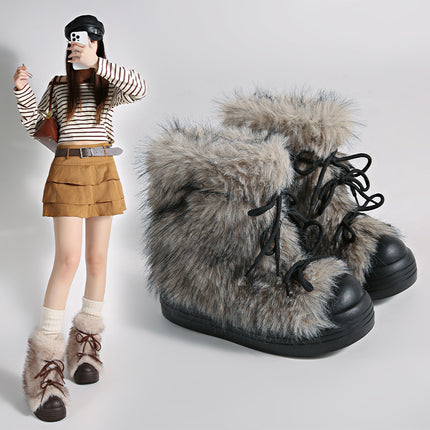 2025 Autumn/Winter New Fashionable Women's Snow Boots with Thick Soles, Stylish, Warm, and Cold-Resistant, Available for Export