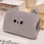 Gray cat [large elastic velvet 32*26cm] / Warm insert pillow