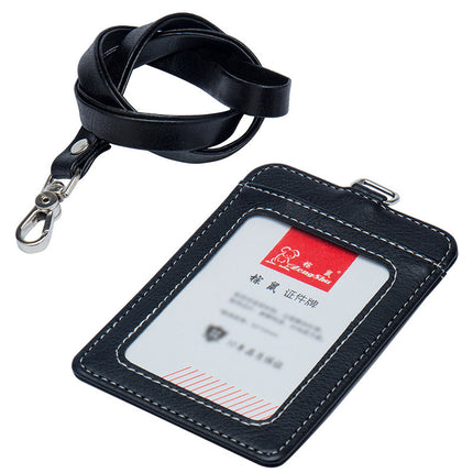 New Leather Pu Badge Lanyard Id Card Holder Work Badge Business Bus Student Id Card Access Control Meal Card Holder