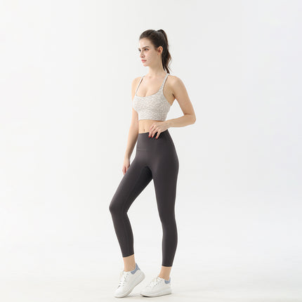 No Embarrassment Line Ankle-length Pants Yoga Suit High Elastic Quick-drying Women's Hip-lifting Tight Pants High Waist Naked Fitness Exercise