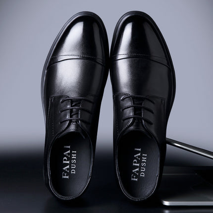 2025 New Model Business Formal Leather Shoes with Hidden Height Increase for Men, Made of Top-Layer Cowhide, Wear-Resistant, Non-Slip Derby Shoes in British Style