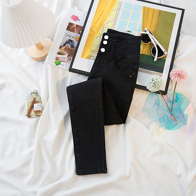 Jeans for Women in Autumn and Winter 2025 New High-Waisted Belly-Controlling Slimming Look Elastic Leggings for Small Feet, Comfortable and Soft