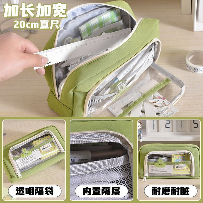 Transparent pencil case ins Japanese large capacity junior high school boys and girls simple high-looking pencil case Office pencil case
