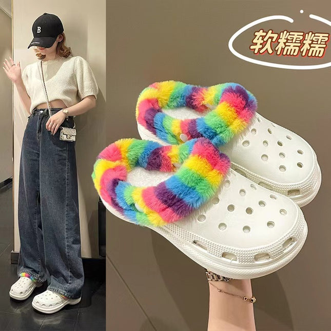 Cross-border independent station Amazon hole shoes color shoe cover replaceable warm shoe cover hole shoes warm cover