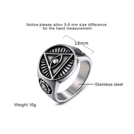 European and American Popular Jewelry Stainless Steel Ring Space Eye Ring Retro Trendy Male Stylish Punk Stainless Steel Ring