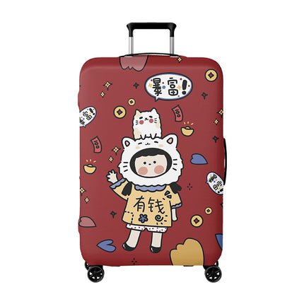 Double-Opening Elastic Suitcase Cover, Thickened Luggage Protective Cover, Travel Suitcase Dustproof Trolley Case, Cartoon Cute Design